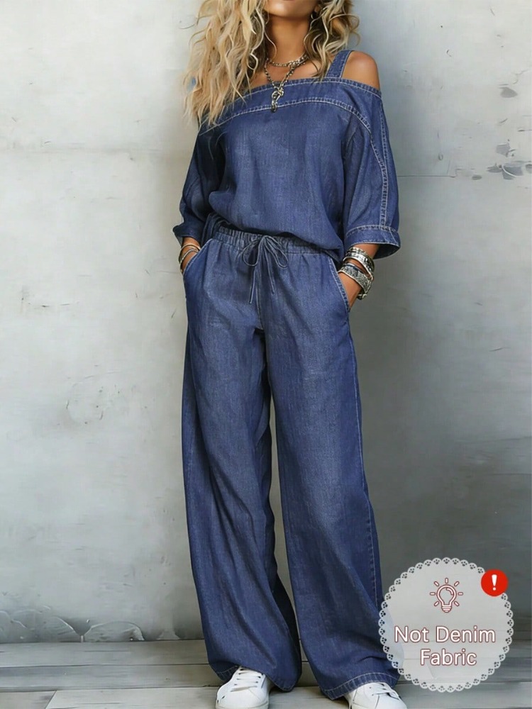 Pocket Square Set - Damen-Set im Denim-Look, bestehend aus zwei